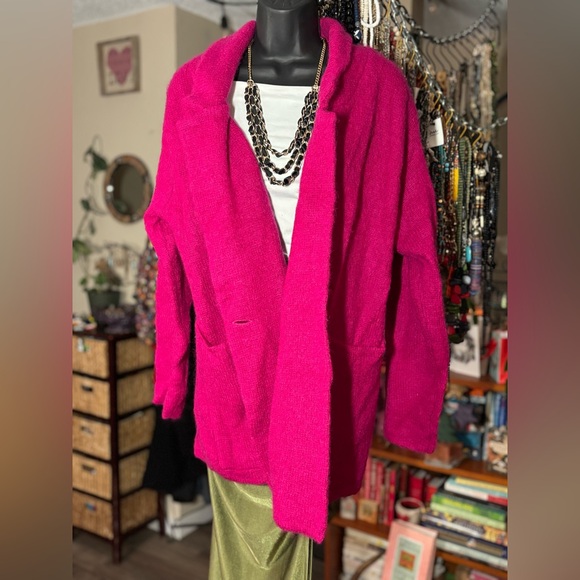 Vintage P.G.E. Mohair Knit Coatigan Blazer • Majestic Magenta • Oversized Luxe - Picture 12 of 17